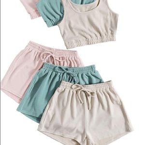 Beige Tie Waist Lounge Set